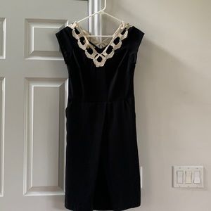 Ladies size 5 black dress by Libertine for Target Lace neckline, fit n flare
